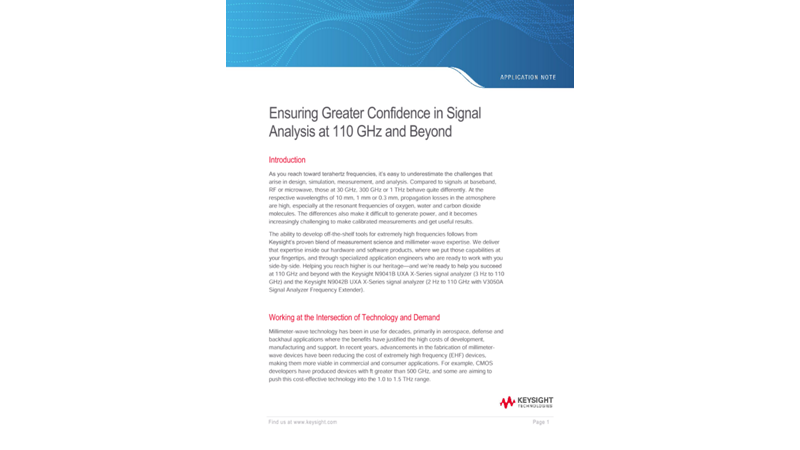 Ensuring Greater Confidence in Signal Analysis at 110 GHz and Beyond